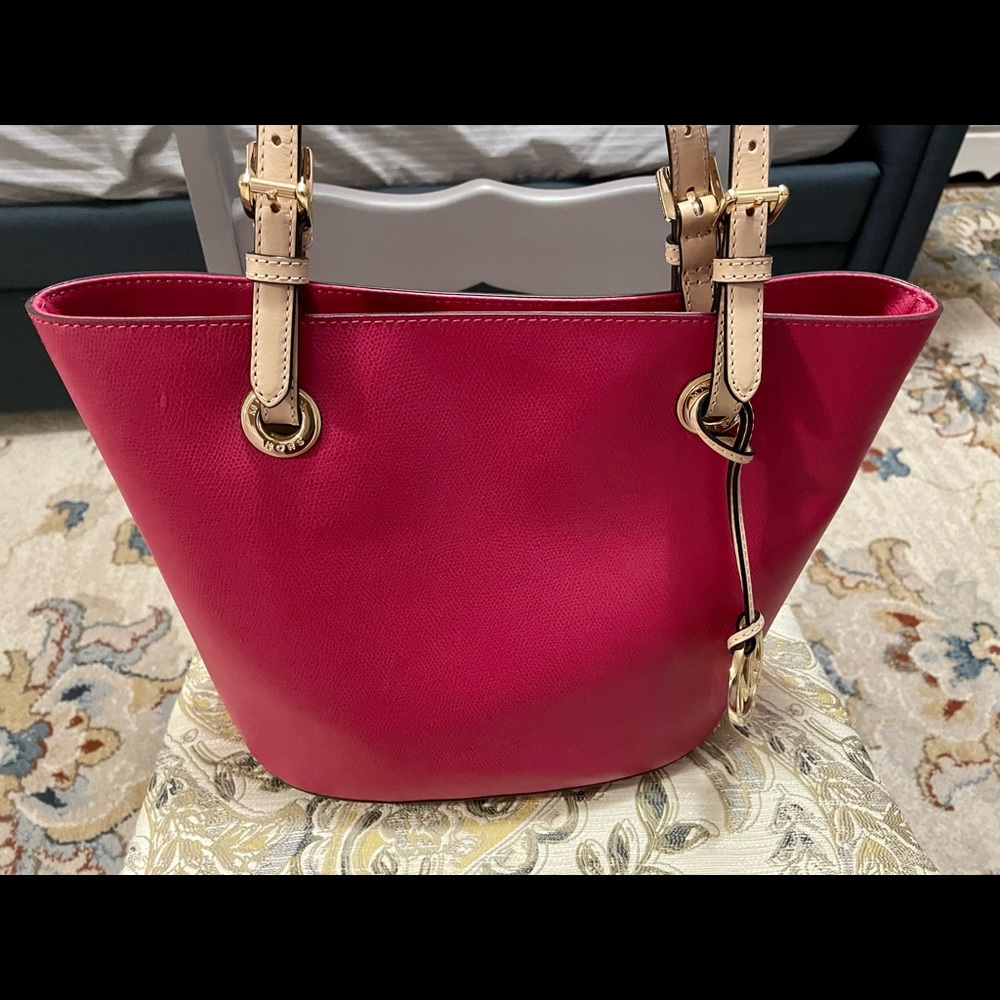 Michael Kors pink leather tote bag